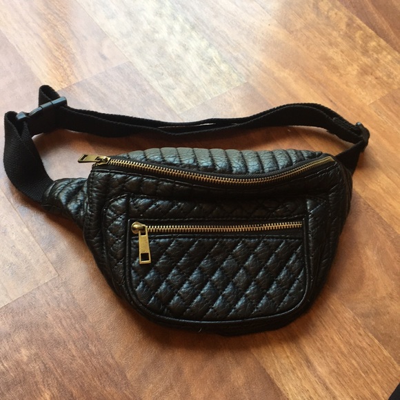 quilted black fanny pack